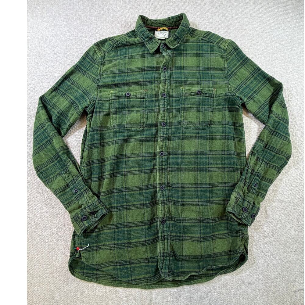 Koto Men's Medium Green Plaid Long Sleeve Button Front Lightweight Casual Shirt